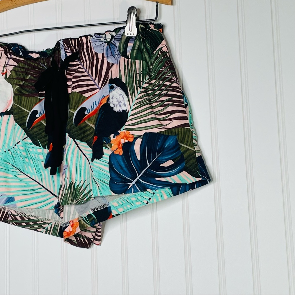 ZARA Tropical Print Drawstring Shorts - Picture 3 of 7